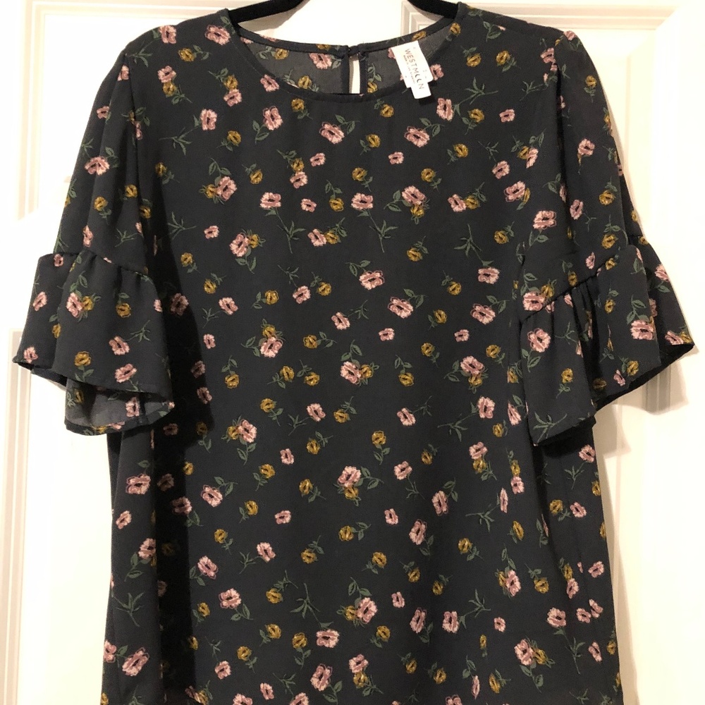Charcoal Yellow and Pink Floral Top